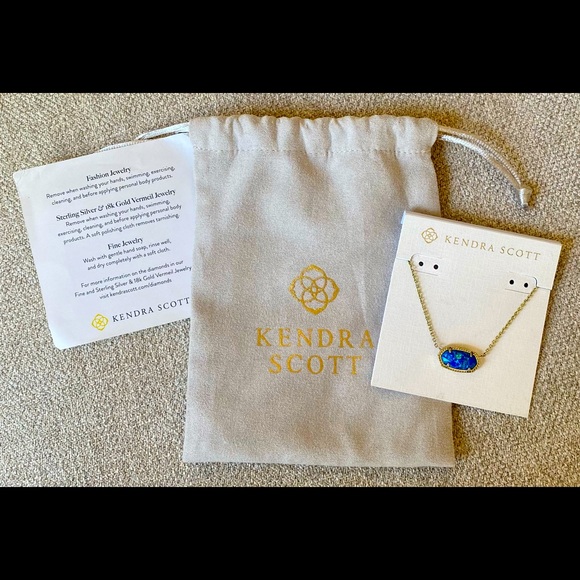 Discontinued-Blue Kyocera Opal Kendra Scott Necklace - Picture 3 of 4